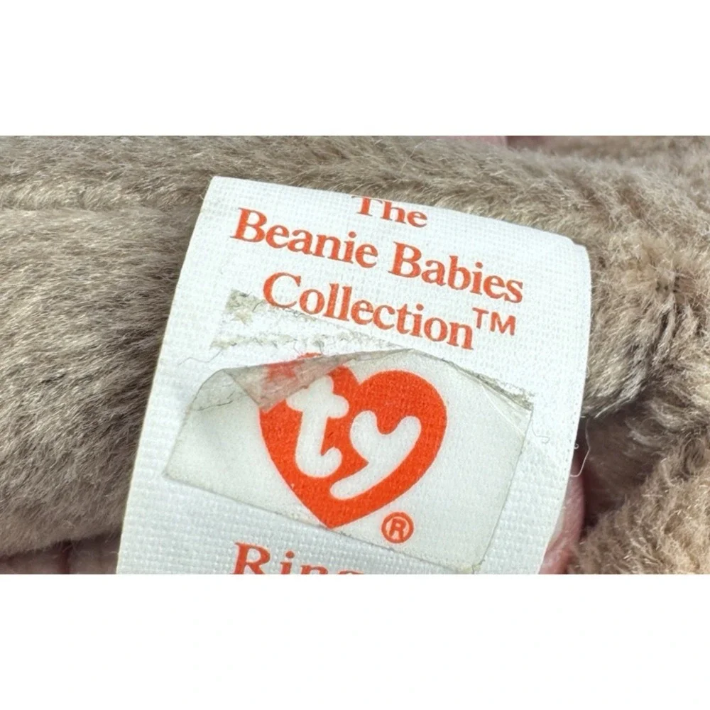 Ty‎ Beanie Baby Ringo Raccoon 1996 PE Pellets Tags Brown Tan Plush